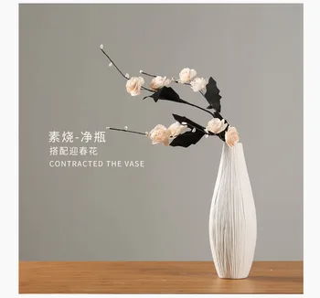 Minimalist Modern, flori artificiale vaze din ceramică vaze aranjamente florale albe accesorii pentru casa ceramică artizanat ornamente