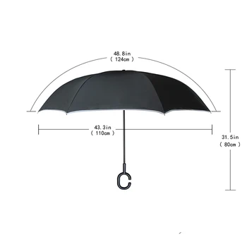 Cat Inversă Umbrela Strat Dublu Inversat Umbrelă De Protecție Impermeabil Umbrela Perfect Pentru Car & În Aer Liber Și De Sine-Stătător