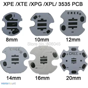 100buc/lot! Cree XPE XP-E / XTE XT-E / XPG XP-G / XPL XP-L sau Epileds 3535 CONDUS de Aluminiu PCB Bord 8mm 10mm 12mm 14mm 16mm 20mm