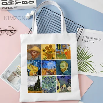 Van Gogh geantă de cumpărături de reciclare sac geantă shopper sac de bumbac ecobag iută boodschappentas bolsas reutilizables sac din pânză