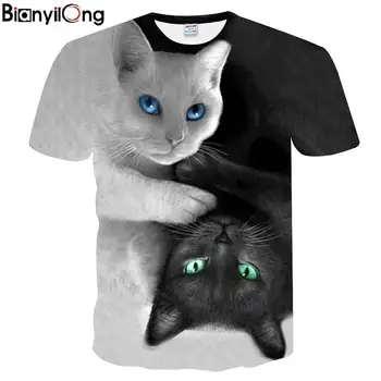 Tricou barbati 2019 nou rus bărbați și femei t-shirt 3d imprimate două pisici cu mânecă scurtă de vara t-shirt T-shirt de moda T-shirt