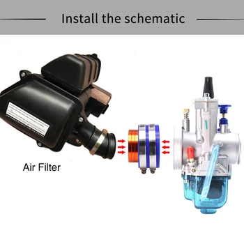 Alconstar - PWK PE Carburator Universal 37mm/42mm/45mm/50mm Admisie Filtru de Aer Mixt Adaptorul de Interfață CNC Aluminiu Cauciuc