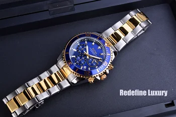BIDEN Navy Blue Dial Bărbați Cuarț Oțel Inoxidabil rezistent la apă, Cronograf Armata Miliatry Sport Calendar Ceas de mână de Brand de Top de Lux
