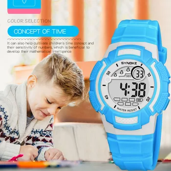 SYNOKE Copii Ceas Digital Luminos de Alarmă de Înaltă calitate PU Curea Rezistent la Apă Ceasuri Sport ceasuri Electronice Pentru Copii