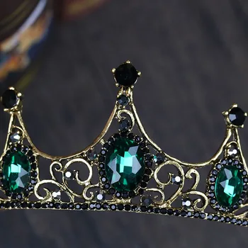 Vintage Baroc Verde de Cristal Mici Coronite de Noiva Bijuterii de Păr Coroana de Mireasă Retro Caciulita Nunta Accesorii de Par pentru Femei