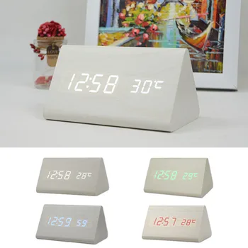 Li&Tai LED Digital Ceas cu Alarmă Temperatură Sunete de Control Calendar LED Display Electronic Lemn Desktop colorate Ceas de Masa