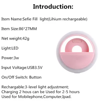 Telefon Mobil portabil LED Selfie Lampă Universală Selfie LED Inel de Lumina Flash Luminos Inel Clip pentru Telefon