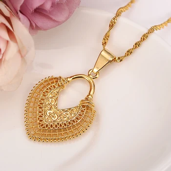 Pandantiv de aur CU colier GoldDubai India Romantic Dragoste Inima Bijuterii de Epocă Femei fete Cadou de Ziua Îndrăgostiților mama Arabgift