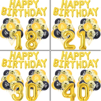 45Pcs/Set Happy Birthday cu Baloane de Ziua Banner Scrisoare Numărul Folie Balloons18 21 30 40 50 60 Adult Petrecerea de Ziua Decor