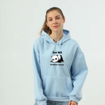 Toamna Iarna Hanorac Supradimensionat Femei Jachete Spun Nu Pentru A Face Ceva Scrisoare Panda Drăguț Tricou Doamne Din Bumbac Kpop Haine