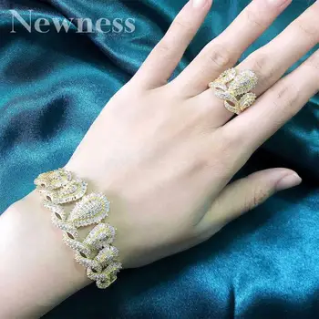 Noutatea de Lux Coroana de Lux Stralucitor Zirconiu CZ Brățară Set Inel de Nunta de Mireasa Dubai Set de Bijuterii pentru Femei