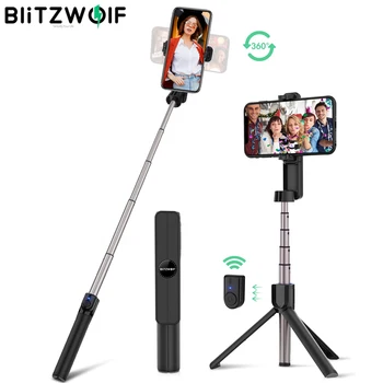 BlitzWolf BW-BS2 Extensibila Pliere bluetooth Selfie Stick-ul de Control de la Distanță Trepied Rotativ cu Telefon Clemă Suport pentru iPhone 11