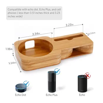 Bambus de Protecție Titularului Speaker Stand Suport de Telefon Suport pentru Amazon Echo Dot, Echo Plus și iPhone X/iPhone 8 XS Samsung