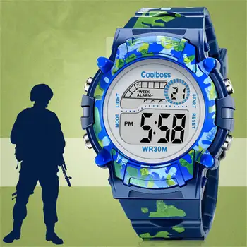 Sport Copii Copii Ceasuri Pentru Fete Baieti Militare Ceasuri de mana Dual Display Digital cu LED-uri pentru Copii Watch Ceas Deșteptător Student