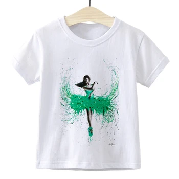 Haine fete Dansatoare de Balet de Imprimare de Desene animate pentru Copii T-shirt Vrac Copii Pop Tricou de Vara pentru Copii frumoase Ieftine Футболки