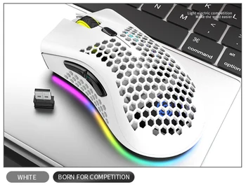 BM600 2.4 GHz Wireless Mouse USB, 1600DPI Reîncărcabilă Fagure de miere RGB Mouse-ul Optic Pentru Laptop-PC-Periferice pentru computere Dropshipping
