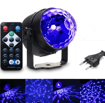 UE Plug Mini 3W UV Violet LED Crystal Magic Ball Etapa Led Lampă cu Control de la Distanță pentru Crăciun Proiector Petrecere Disco Club
