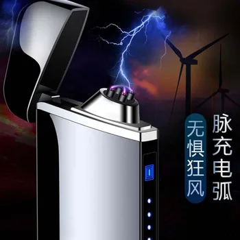 USB Electric Bricheta de amprente Touch Foc cu Plasmă Dublu Arc Bricheta Windproof Metal, Brichete Bărbați Cadou Picătură de transport maritim