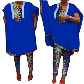 BRW Africane Tradiționale de Îmbrăcăminte pentru Femei Pantaloni Costum African Print Halate cu Maneci Scurte Dashiki Robe 6XL Haine Africane WY1005