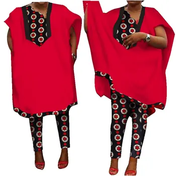 BRW Africane Tradiționale de Îmbrăcăminte pentru Femei Pantaloni Costum African Print Halate cu Maneci Scurte Dashiki Robe 6XL Haine Africane WY1005