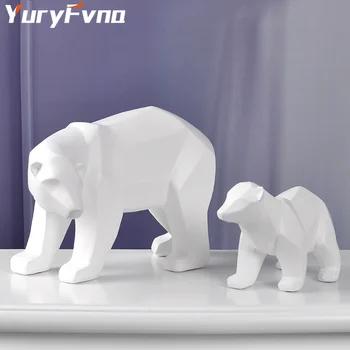 YuryFvna Urs Sculptura Geometrice Rășină Urs Polar Statuie De Moda Desktop Ornament Modern Abstract Mare Urs Figurine