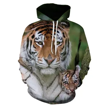 Brand de moda Toamna Barbati Tigru Animal 3D Imprimate cu Glugă Glugă Bărbați / Femei Tigru Jachete de Proiectare 3D Harajuku Hoody S-6XL