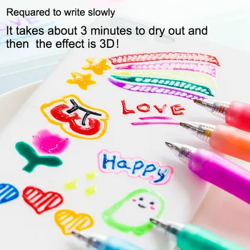 6pcs/set Apăsați Jeleu Stilou 3D Marker cu Bule/Luminos/cristal/jeleu/Pixuri Metalice pentru DIY Textile, Ceramica Planificator de accesorii pentru Desen