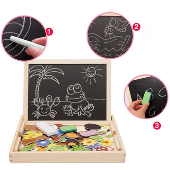 Copilul de Animale Puzzle-uri din Lemn Multifunctional Puzzle Magnetic Tablou de Bord de Jucării pentru Copii Puzzle 3D Jucării Tangram Copii de Învățământ Cadou
