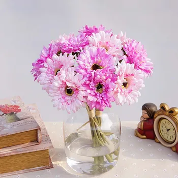 6 buc/pachet flori Artificiale ieftine pentru crăciun acasă decor nunta accesorii diy cadou fals flori de plastic, mătase gerbera