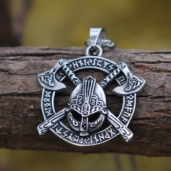 EYHIMD Viking Celtics Ax Rune Războinic 316L din Oțel Inoxidabil Pandantiv Slave Amuleta Bijuterii