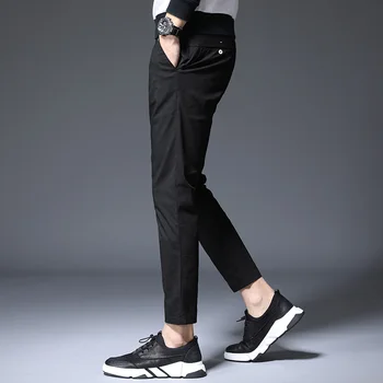 2021 Nou Primavara-vara Glezna-Lungime Pantaloni Barbati Casual Slim Fit Pantaloni de Moda de sex Masculin Plus Dimensiune 28 - 36 38 Bumbac Brand Pantaloni negri