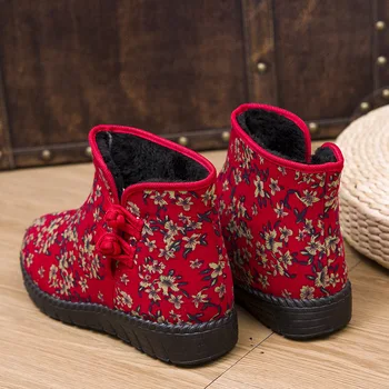 Nou Vechi Beijing Pânză Pantofi Femei Plus Dimensiune Cizme groase de Bumbac de vârstă Mijlocie, în Vârstă de Zăpadă Cizme de sex Feminin Mama Pantofi Pantofi de Bumbac