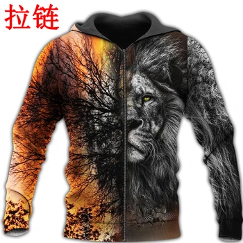 Dragoste Lion King 3D Peste Tot Imprimate Mens hoodies Harajuku Moda Streetwear Hanorac Unisex Toamna Jacheta Treninguri Picătură de transport maritim