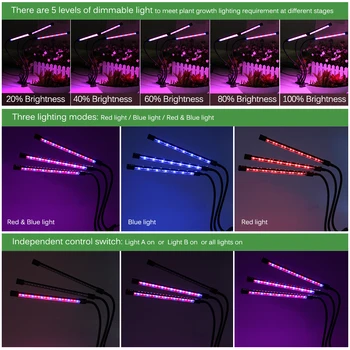Spectru complet Phytolamps DC5V USB LED-uri Cresc Light cu Timer 15W 30W 45W 60W Desktop Clip Fito Lămpi pentru Plante Flori Cresc Cutie