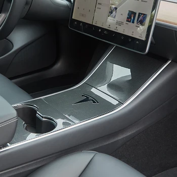 Masina Consola Centrala Adeziv Epoxidic Autocolant De Control Central Fibra De Carbon Protector Inter Decor Pentru Tesla Model 3 Accesorii Auto