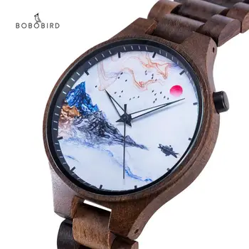 Montre homme 2020 BOBOBIRD Inițială Brand Lemn de Abanos ceasuri de mână de Lux Bărbați Femei Cuarț Ceasuri In Cutie de cadou