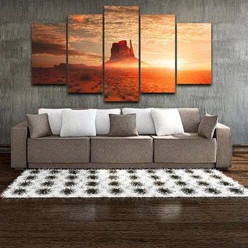 Panza Pictura Arta de Perete Decor Acasă Cadru 5 Piese Desert Sunrise Peisaje Naturale Pentru Living Modern HD Imagini Imprimate