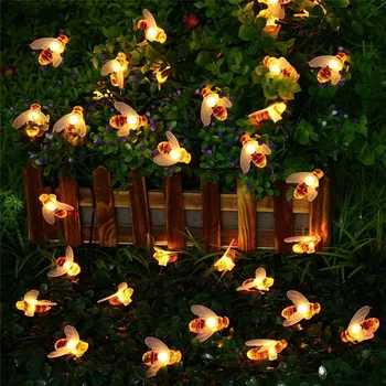 33ft Șir Lumina 10M 50 LED-uri Solare Șir de Miere de Albine Forma Lumină Caldă Decoratiuni de Gradina rezistent la apa Creative Copac Haning Lumini