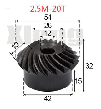 2 buc 2,5 M-20 Dinti Interior Gaura: 12mm Precizie Spirală Spiral Bevel Gear Angrenaj Conic