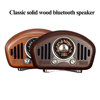 Din lemn masiv Bluetooth 5.1 Difuzoare Bass Stereo Music Player Subwoofer FM radio suport TF card Caseta de Sunet pentru acasă