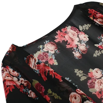 Femei Vara Vintage Kimono Cardigan Lung Șifon Vrac Florale Imprimate Bluza