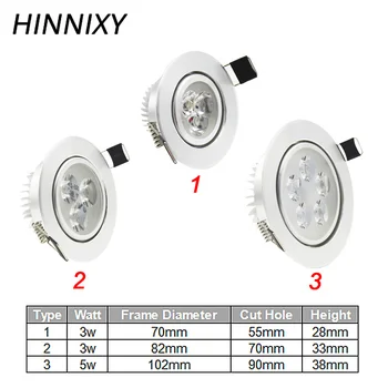 Hinnixy LED Încastrat Unghi Reglabil de Tavan Spoturi Bucatarie CE corp de Iluminat 110-240V 3W 5W 55mm 70mm 90mm Taie Gaura Lampă Spot