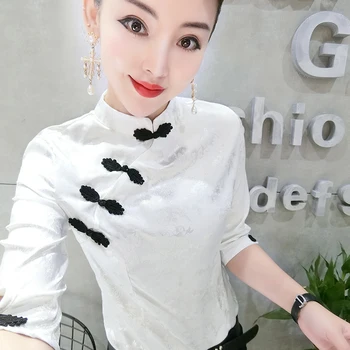 Vintage Femei Din China Cheongsam Tricouri Doamna Jumătate Maneca Cheongsam Topuri Bluze De Vara Doamnă Elegant Chineză Tricouri Topuri