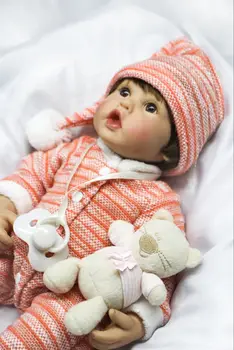 45cm Nou Popular Adora Bumbac Natural Corpul Copilului Nou-născut Băiat Cu Haine Frumoase pentru Copii Cadou de Silicon Renăscut Baby Dolls