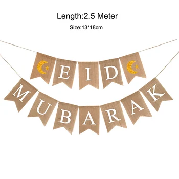 1Set Aur, Argint Sclipici hârtie Eid Mubarak Alfabetul Banner Ramadan Kareem Iută Fanion Partid Musulman Decor Consumabile
