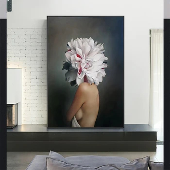 Modern Abstract Flori Sexy Femeie de Artă Panza Pictura Cuadros de Imprimare Arta de Perete pentru Camera de zi Decor Acasă (Fara Rama)