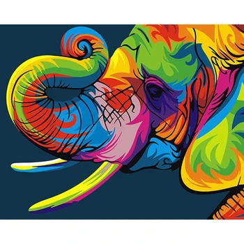 Culoare de bun augur Elefant Animale DIY Pictură Digitală De Numere de Arta de Perete Moderne Pictură în Ulei de naștere. Decor Acasă de dimensiuni Mari