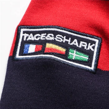 TACE&SHARK Brand de Moda Benzi de Rechin Broderie Polo cu Maneca Lunga de Toamna Barbati Camisa Masculina de Polo Casual de Afaceri Homme Haine
