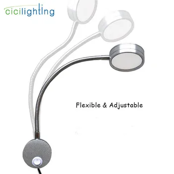 Flexibil Plug Cablat 3 W 3W Gooseneck Led-uri Lumina de Perete Tranșee Lampă de Iluminat pentru Lectură Dormitor Baie Oglindă Lampă Față Plug