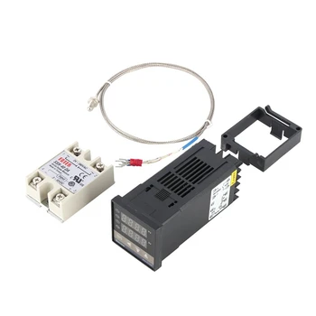 ELEG-Digital PID Controler de Temperatura Kit Dual Display Digital REX C100 Termostat + 40Da Releu SSR+ K Tip Senzor Sonda